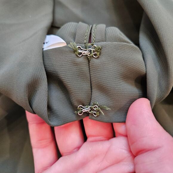 Amanda Uprichard Kaylee Halter Ruched Mini Dress S Olive Green Date Night Party - Picture 11 of 11